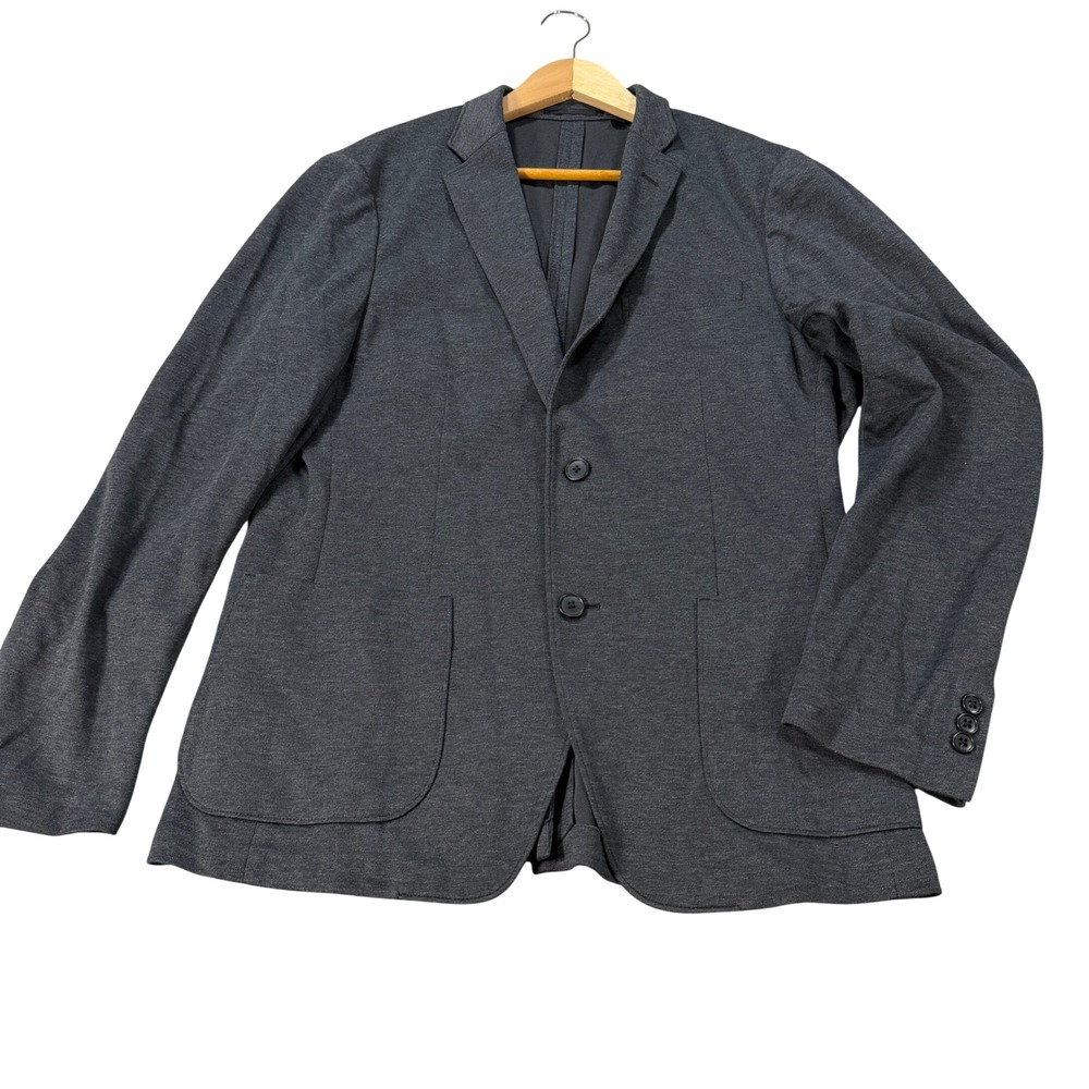 Uniqlo Mens Medium 38R Comfort Blazer Charcoal Gray Knit Unstructured Casual EUC